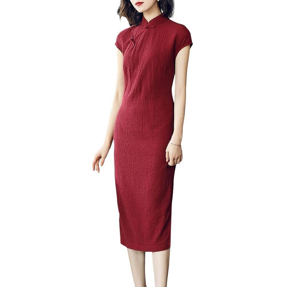 4097 Vintage Cheongsam Costume Short Sleeve Mandarin Collar Chinese